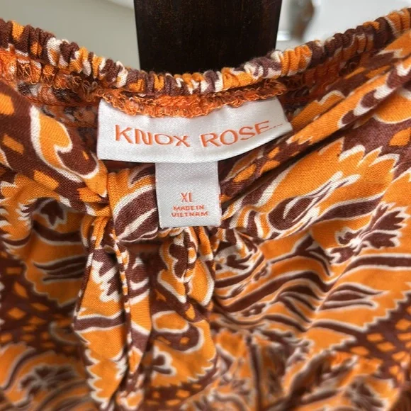 Knox Rose Wide Strap Sleeveless A-Line Dress Coral Orange Floral XL EUC - Picture 2 of 7